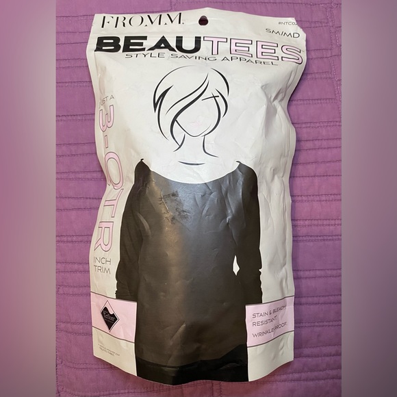 Women’s Black Fromm BeauTees Just A 3-QTR Inch Trim Tee Sz SM/MD - Picture 2 of 3